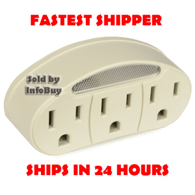3-Outlet Grounded Tap Adapter w/Built-in Night Light -SHIPS IN 24 HOURS - 1 PACK