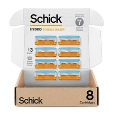 Schick Hydro Skin Comfort Stubble Eraser Razor Refills, 8 Cartridges VALUE