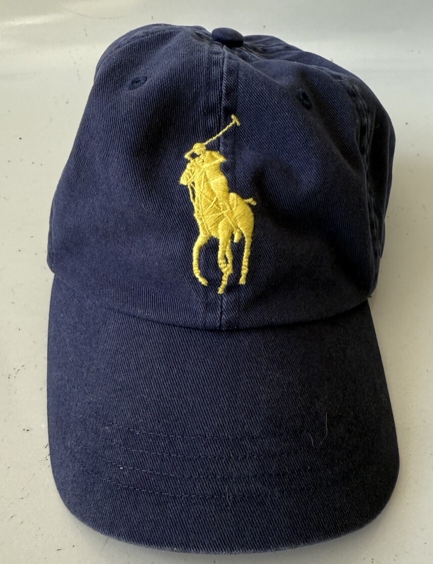 Cappello Berretto Polo Ralph Lauren MCMLXVII Big Pony #3 Strapback Regolabile Blu Giallo