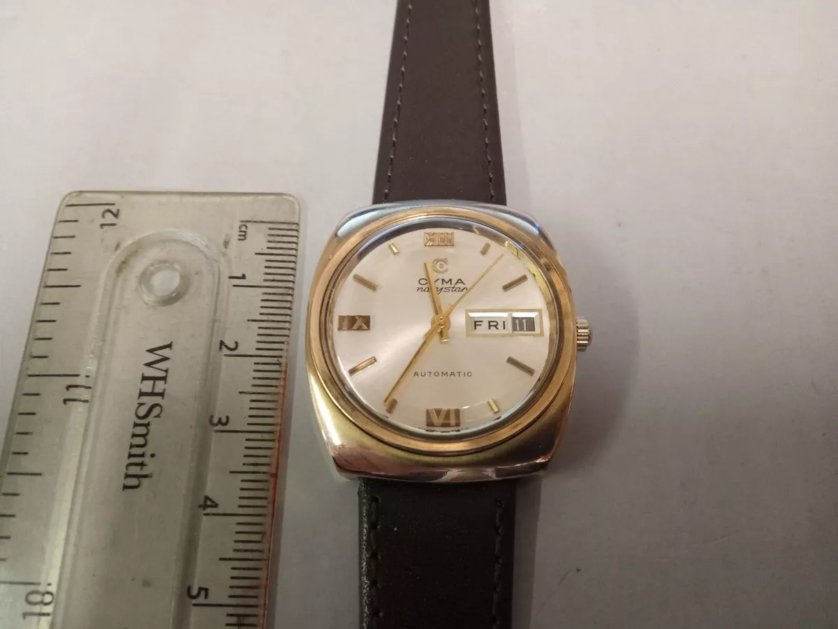Gent s Cyma Navystar automatic day date gold plated watch