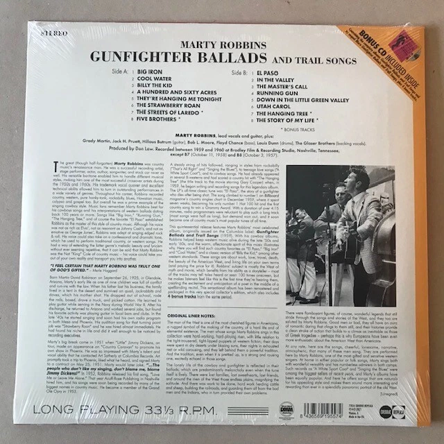 Gunfighter Ballads and Trail Songs vinyl lp + cd Groove Replica 77034LP - Image 2 of 2
