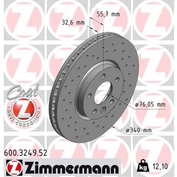 2X Bremsscheibe Vorne Ø340 Mm InnenbelüFtet Gelocht FüR VW Transporter VI Kasten-image
