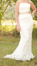 Ivory Beaded Lace Strapless Wedding Dress Size S XS