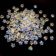 160pcs Star Heart Crystal Beads Bulk Star Heart Spacer Beads Crystal Glass Be...