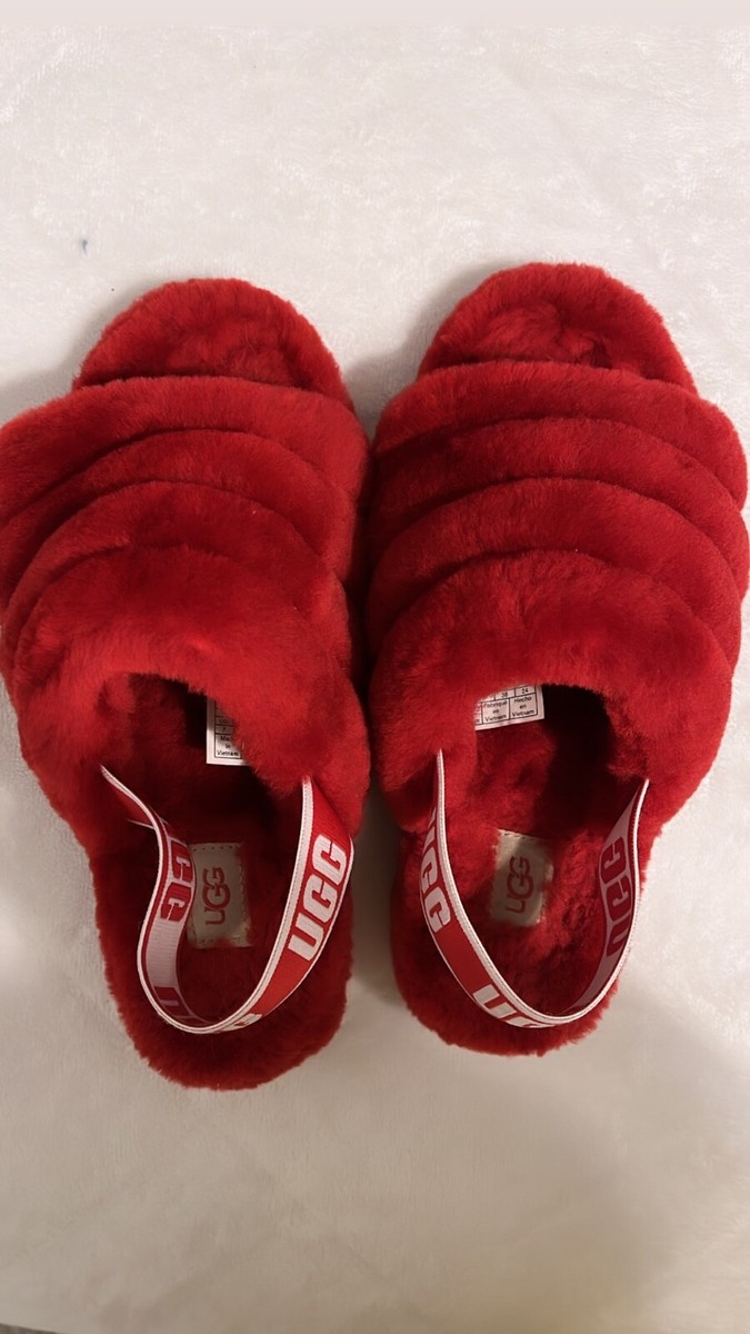 UGG W FLUFF YEAH SLIDE RED US7 24cｍ 3a2e9f45-33f9-4ab6-b072-
