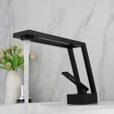 Black Bathroom Basin Faucet Deck Mounted Single Handle Hole Brass Mixer Sink Tap
