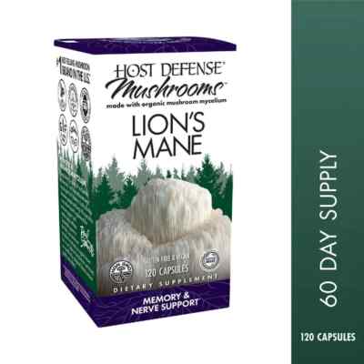 Host Defense Lion's Mane 120 Veg. Caps Memory & Nerve Support Fungi Perfecti