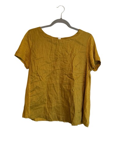 J Jill Love Leinen Damen PM grün gelb Kurzarm Boxy Shirt