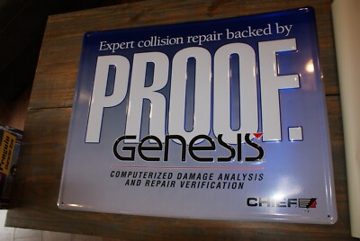 Proof Genesis Automotive Collision Repair Embossed Sign, Oil, Gas 29'' X 24''