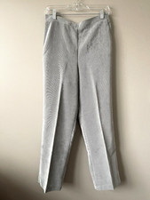 ALFRED DUNNER Womens Sz 10 Gray Pull-On Corduroy Pants High Rise Elastic Waist