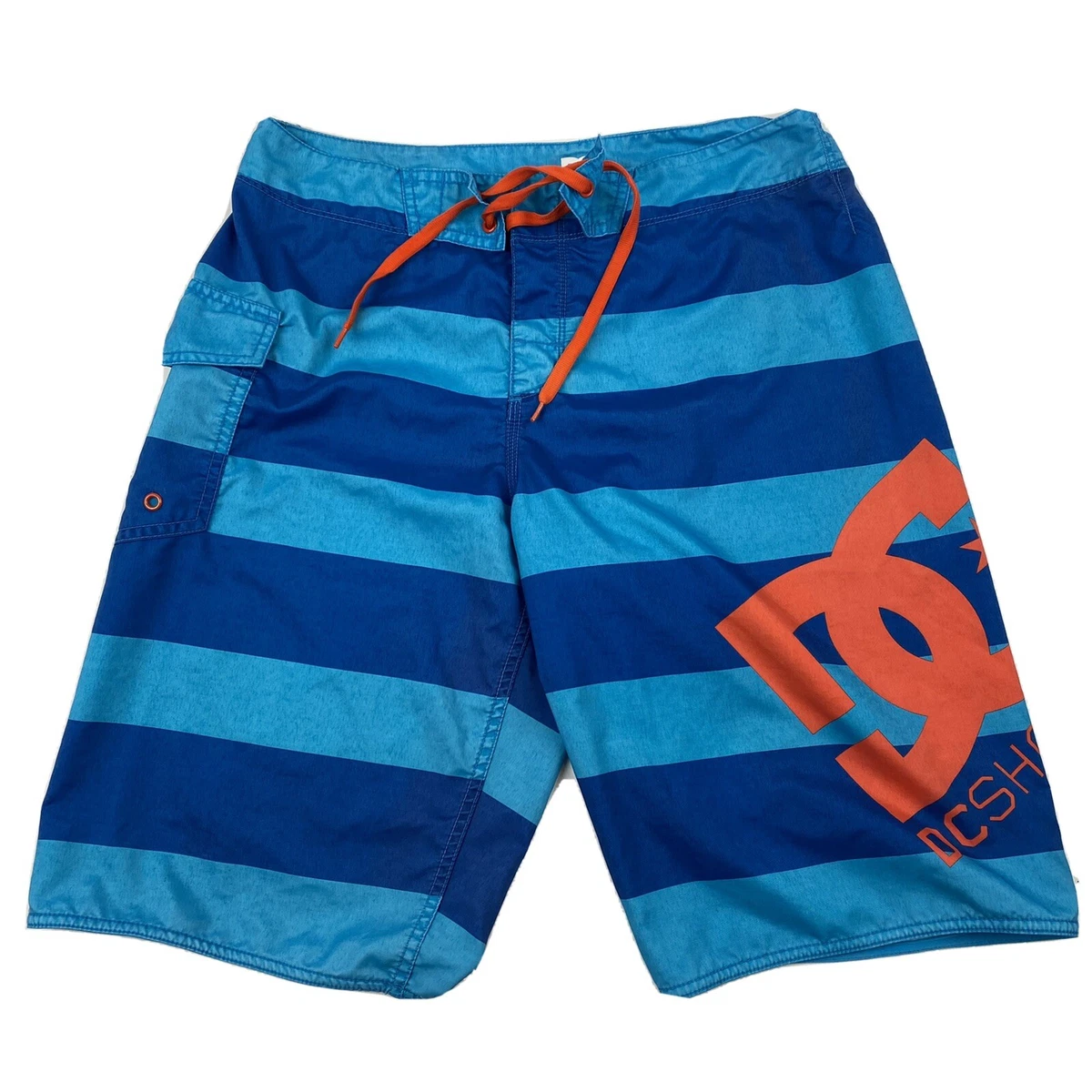 DC shoes board shorts mens size 32 stretch blue stripe swim trunks Long |  eBay