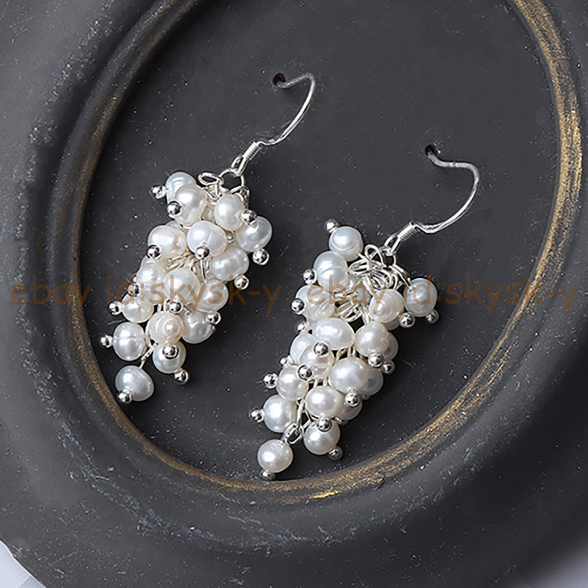 9ct Gold Freshwater Pearl 6mm Drop Earrings In White - Foto 11