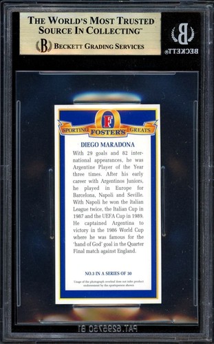 Tarjeta graduada BGS 9.5 - 1994 Argentina Foster's Sporting Greats - Diego Maradona - Imagen 2 de 3
