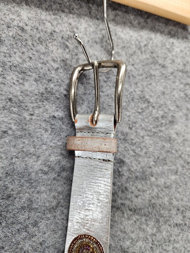 Nine West Belt Womens Medium Leather Silver Metallic Beaded - Picture 4 of 7