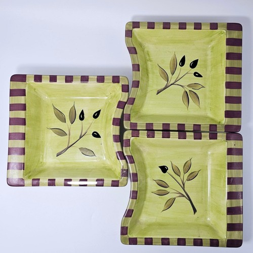Set 3 Antipasto Dishes Rectangular Tuscan Green Debby Segura Italian