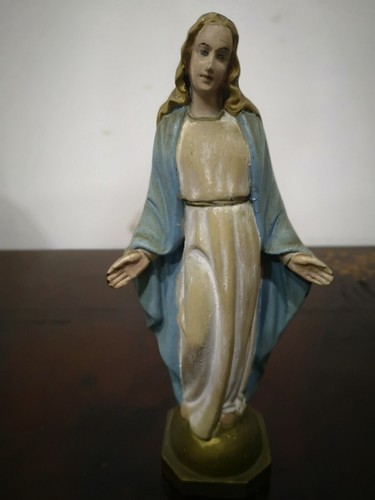 Teca in legno con Madonna e Angioletti in bronzo con Carillon anni 30 - Foto 16 di 22