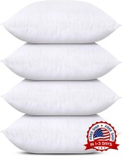 Juego De 4 Almohadas Blancas Tama o 18 x 18 Pulgadas Para Sof , Cama NUEVO US