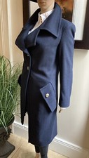 Vivienne Westwood Anglomania ~ Dark Navy Asymmetric Wool Coat It42 Uk8 10