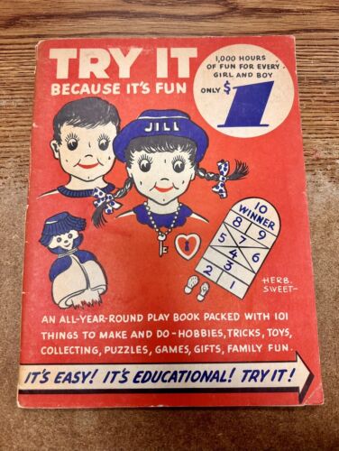 Try It Because It's Fun 1951 First Edition Games Puzzles Tricks Book Magazine