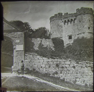 Glas magische Laterne Dia CARISBROOKE CASTLE IOW NO2 UM 1900 ISLE OF WIGHT FOTO.