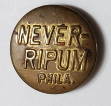 Bb NEVER- RIPUM PHILA. Antique Wobble Shank Overall BUTTON Medium 13/16"