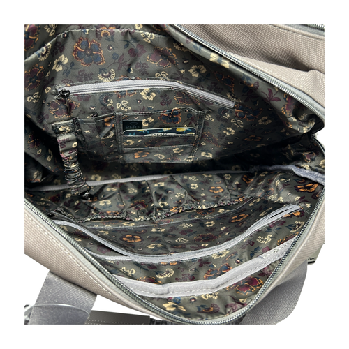 Lug Aviator Metallic Pearl Gunmetal Gray Quilted Tote Bag Travel Multi Carry All - Picture 13 of 24