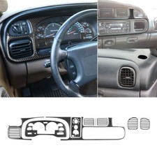 Juego de molduras de ventilación de aire para panel de tablero de instrumentos de fibra de carbono 10 unidades para Dodge RAM 1500 1998-02