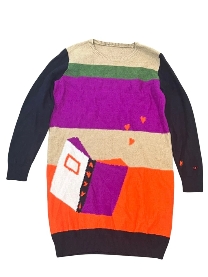 SONIA RYKIEL GIRLS SIZE 10 MULTI STRIPE LONG SLEEVE WOOL KNIT SWEATER DRESS - Image 4 of 4