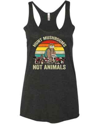 Hunt Mushrooms Not Animals Funny Sloth Lover Retro Psychedelic Gift Racer Tank T