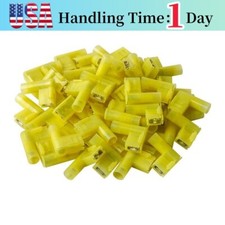 50 pcs YELLOW 12-10 AWG FLAG TERMINALS FEMALE WIRE CONNECTORS RIGHT ANGLE SPADE