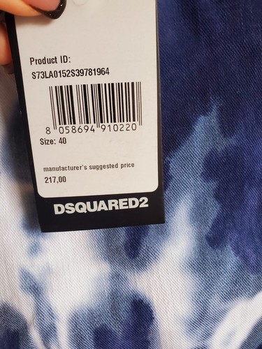 Dsquared2 Blue White Bleached Paint-Splatter Medium Waist Skinny Jeans Size 40 - Picture 7 of 11