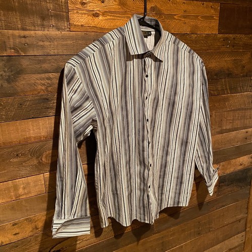 Monzini Vintage Men’s Made In US Long Sleeve Striped French Cuff Shirt Sz XXL - Picture 3 of 10