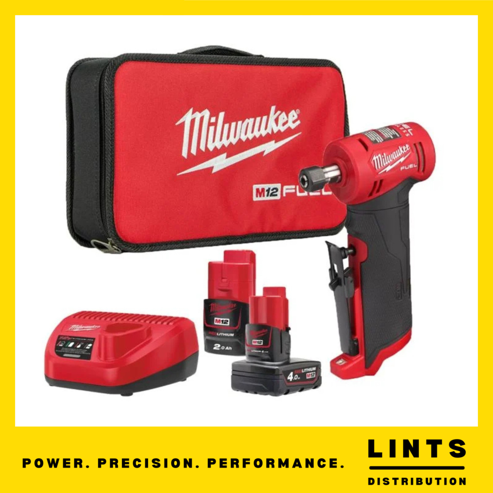 Milwaukee M12FDGA-422B 12V M12 FUEL Angled Die Grinder Kit 2 Batteries