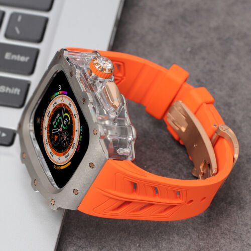 For Apple Watch 10 46mm Ultra 49mm Titanium+Transparent Case Rubber Band 44/45mm - Picture 20 of 26