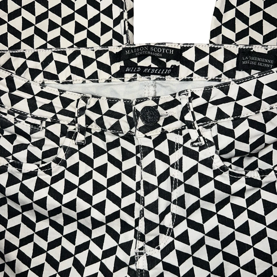 Maison Scotch 'La Bohemienne' Geometric Printed Jeans Mid Rise Skinny Size 26/32 - Image 3 of 4