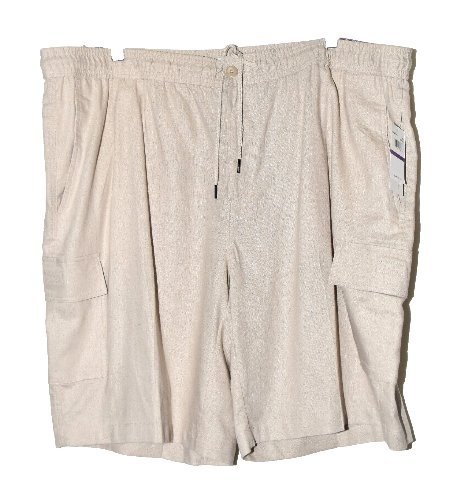 Cubavera Natural Linen Blend Drawstring Waist Mens Cargo Shorts Size XXL NWT