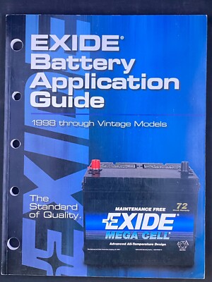 Exide Technologies Battery Application Guide MKTG-1604 Vintage through 1998
