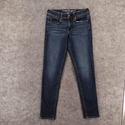 American Eagle Jeans Womens 4 Long Super Skinny Med Wash Fade Ladies