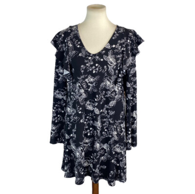 NWT Free Press Clothing Woman s Dress Size XS Black White Long Sleeve