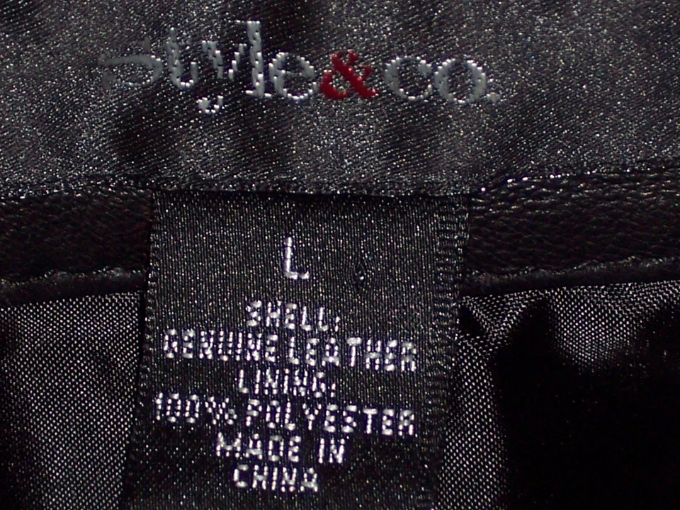 Chaqueta de cuero genuino Style Co L Foto 3 de 4