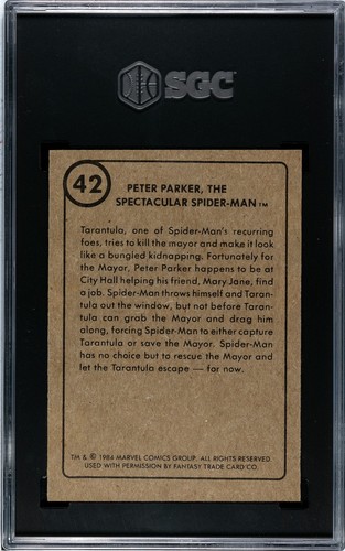 1984 FTCC MARVEL SUPERHEROES PRIMO NUMERO #42 PETER PARKER SPIDER-MAN SGC 9,5 - Foto 2 di 2