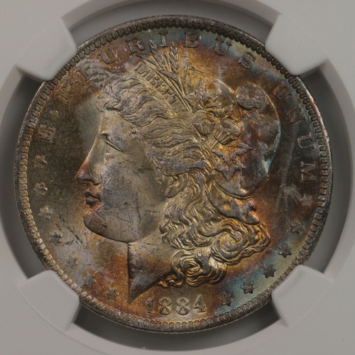 1884-O Morgan $1 NGC CAC Certified MS63 Star Colorfully Toned Obverse - Picture 5 of 12