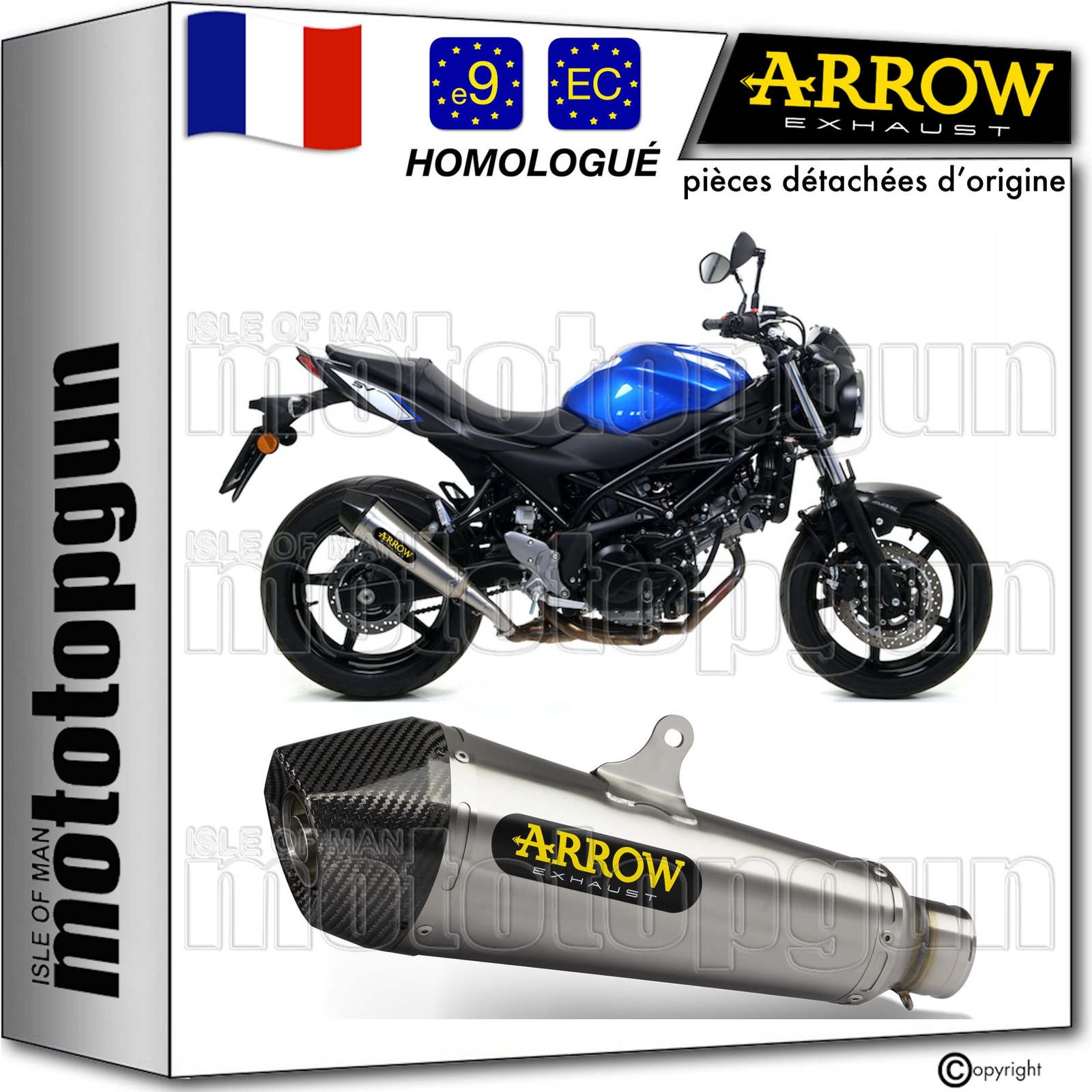 Pot echappement approuve Arrow en carbone et titane ultra leger pour Suzuki SV 650 2018