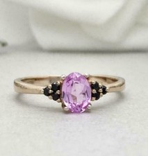 2ct Oval Lab Created Pink Sapphire Wedding Solitaire With Accent Ring 925 Silver