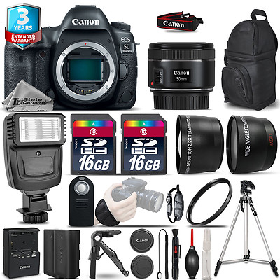 Canon EOS 5D Mark IV Camera 50mm - 3 Lens Kit Flash EXT BAT 2yr