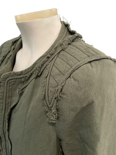 Elizabeth and James Jacket Cropped Green Cotton Silk Utility Women's 8 - Picture 3 of 3