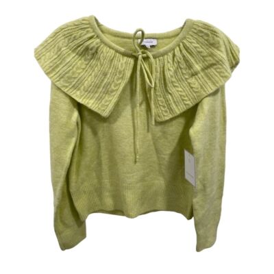 Calligraphie Women's Cape Sweater M Pastel Celery Green Neck Tie Collar AK47