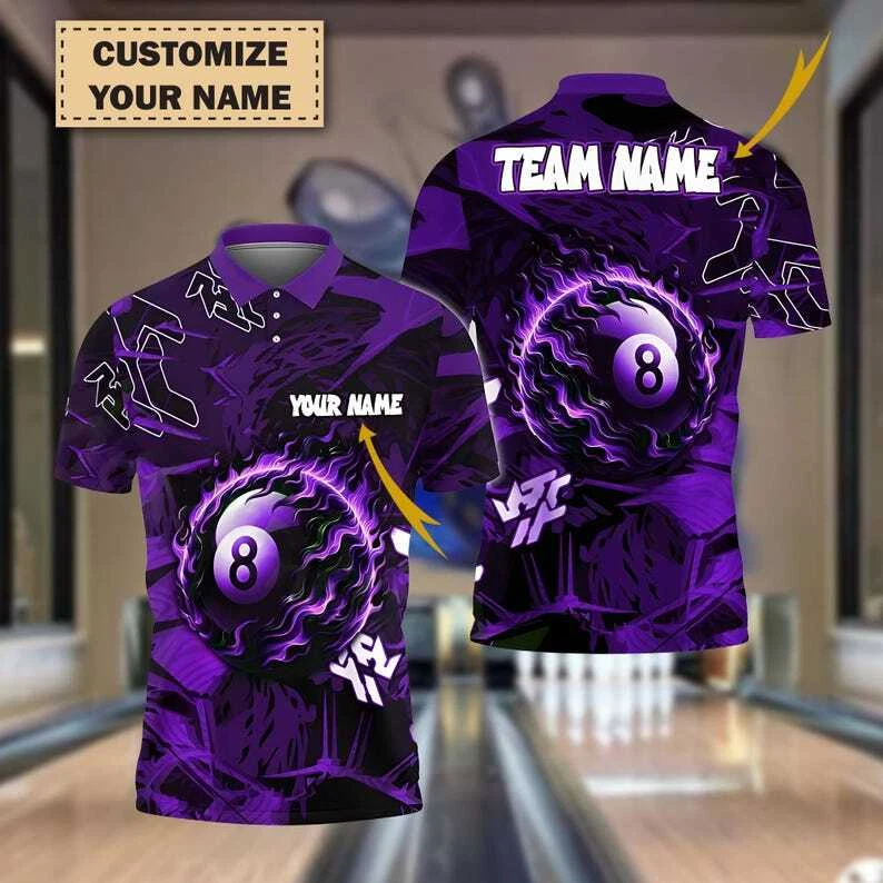 Abstract Power 8-Ball Billiard 3D Shirt – Personalized with Name or Team