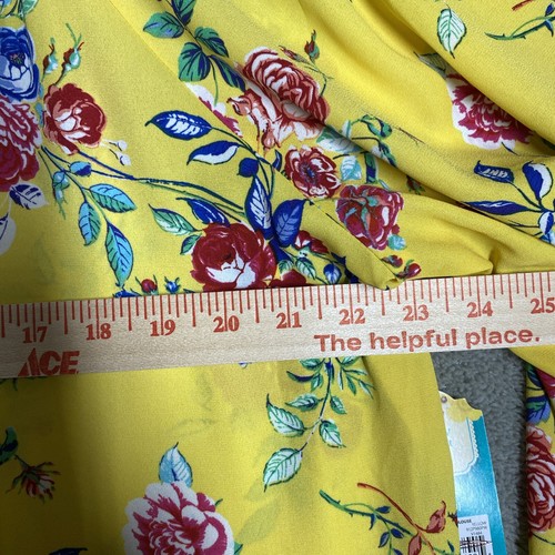 The Pioneer Woman Blouse XL Yellow Floral Elastic Banded Wrist Peasant Cottage - Picture 5 of 11