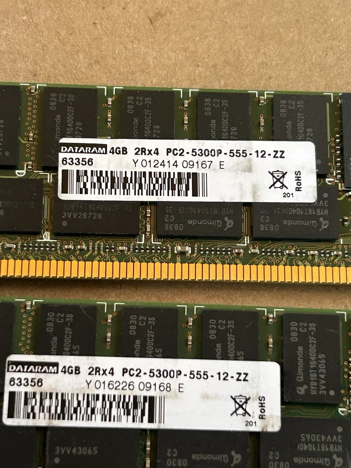 Lote de 8 (32GB) PC2-5300P 4GB 2Rx4 Memoria RAM 8x4GB Dataram Mac Pro Foto 4 de 4